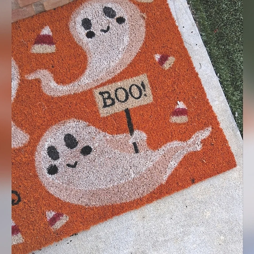 HALLOWEEN Ghost Boo Candy Corn Welcome Doormat